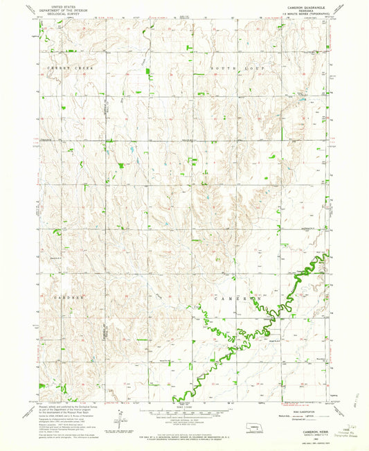 Classic USGS Cameron Nebraska 7.5'x7.5' Topo Map Image