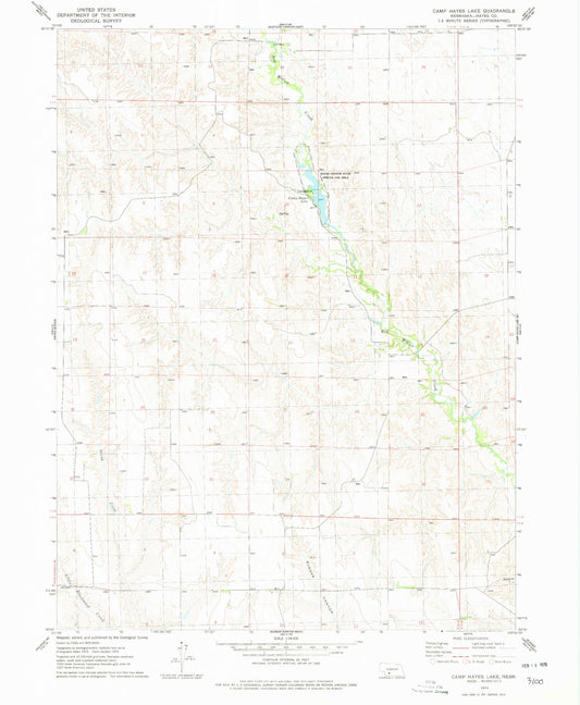 Classic USGS Camp Hayes Lake Nebraska 7.5'x7.5' Topo Map Image