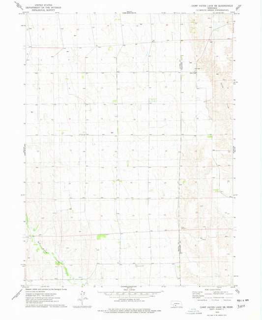 Classic USGS Camp Hayes Lake SE Nebraska 7.5'x7.5' Topo Map Image
