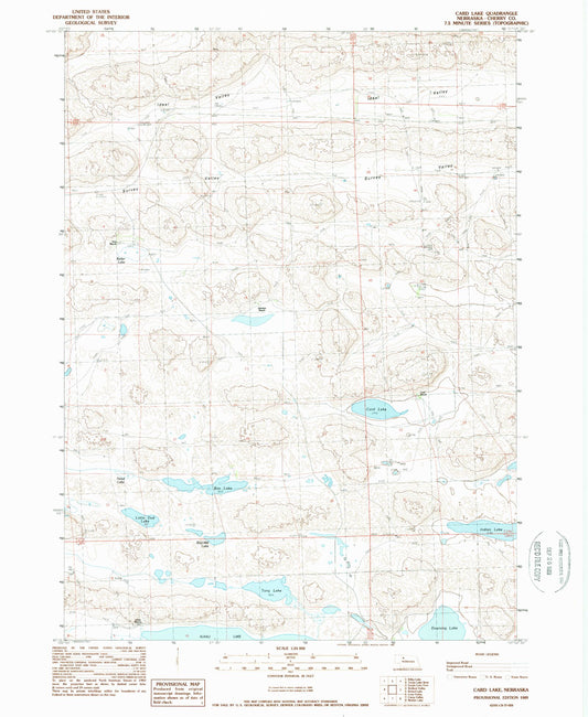 Classic USGS Card Lake Nebraska 7.5'x7.5' Topo Map Image
