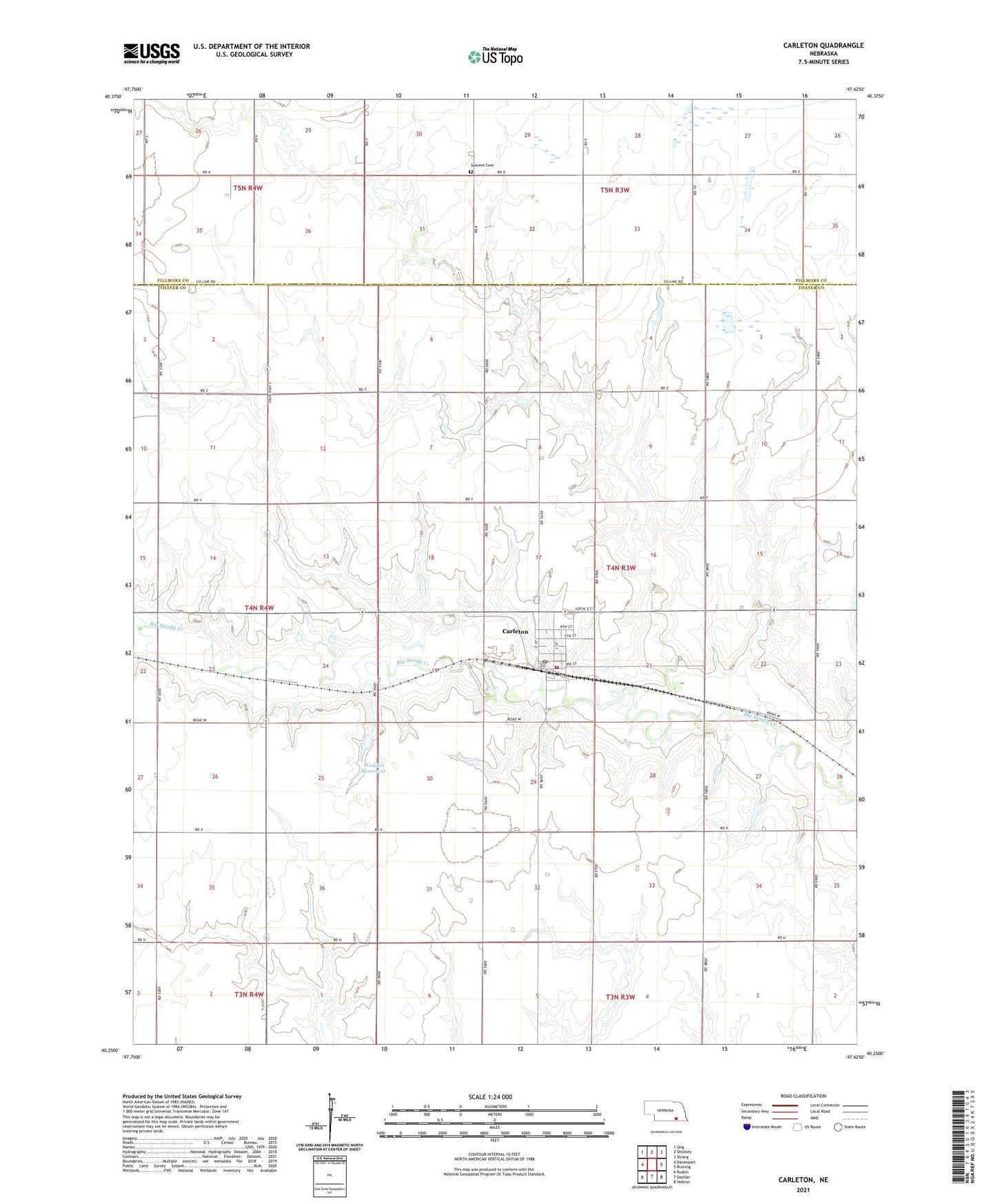 Carleton Nebraska US Topo Map Image