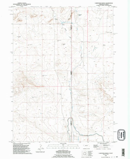 Classic USGS Carpenter Ranch Nebraska 7.5'x7.5' Topo Map Image