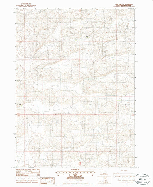 Classic USGS Carr Lake NE Nebraska 7.5'x7.5' Topo Map Image