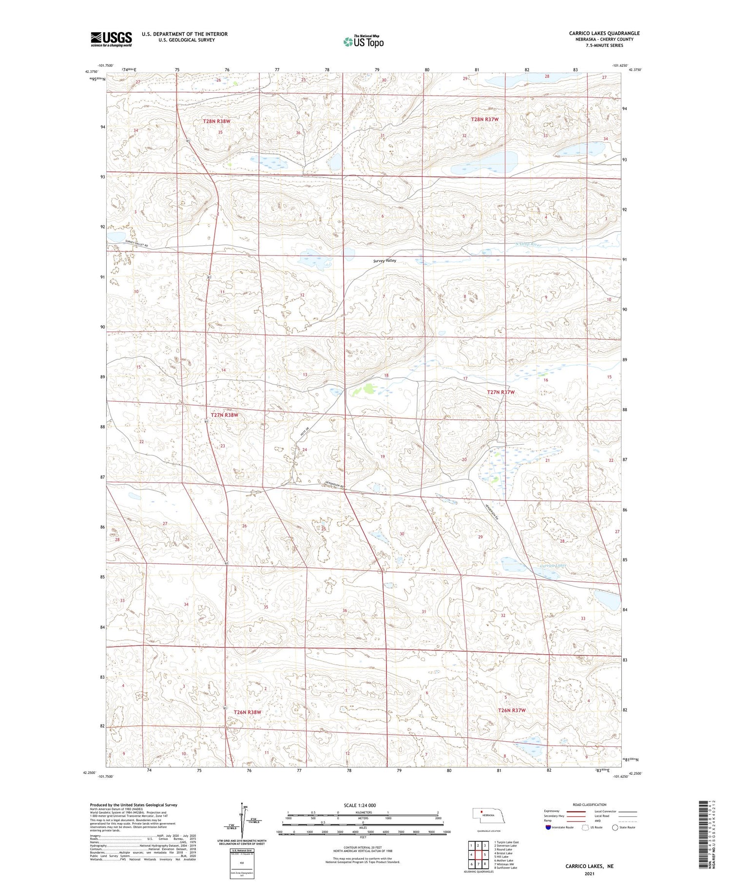 Carrico Lakes Nebraska US Topo Map Image