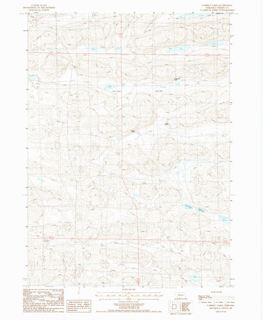 Classic USGS Carrico Lakes Nebraska 7.5'x7.5' Topo Map Image