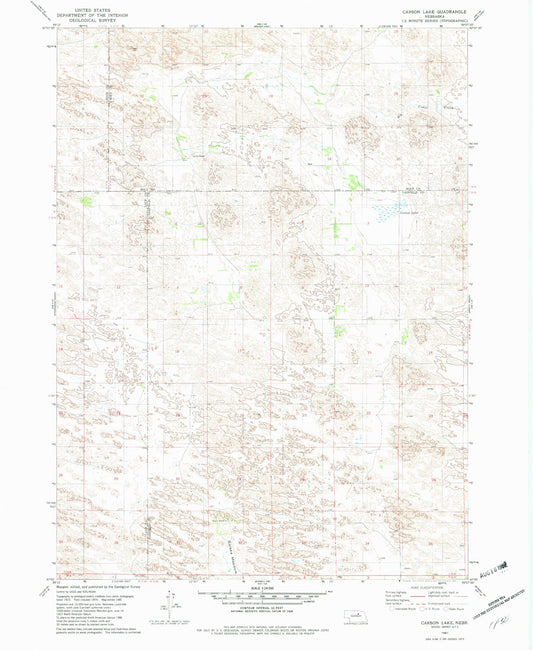 Classic USGS Carson Lake Nebraska 7.5'x7.5' Topo Map Image