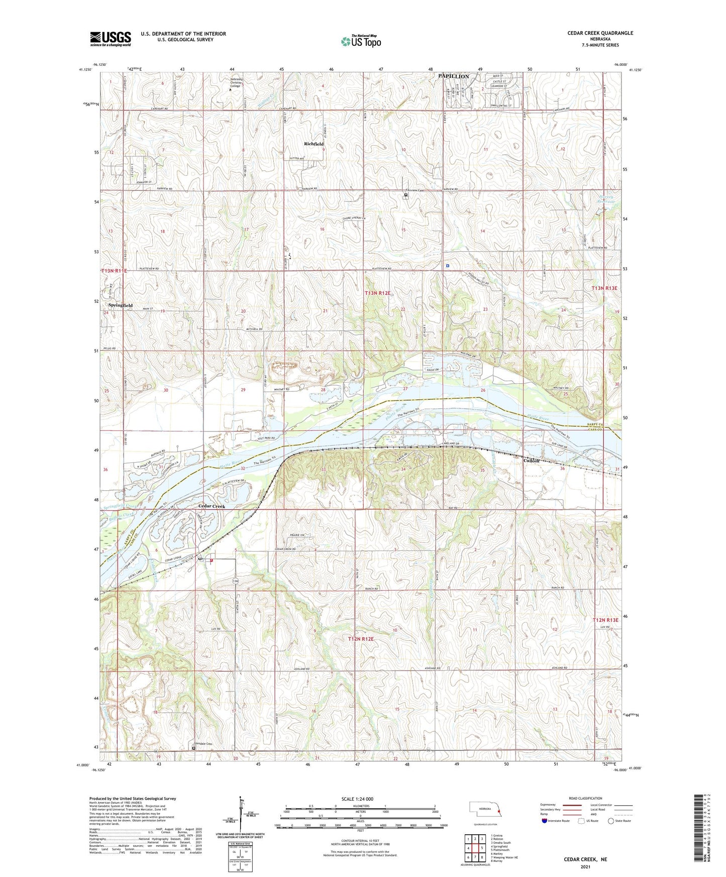 Cedar Creek Nebraska US Topo Map Image