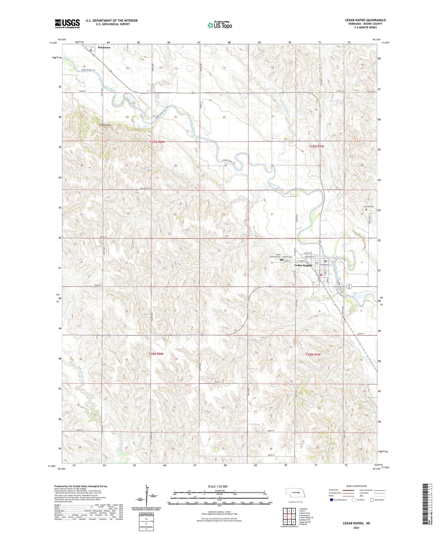 Cedar Rapids Nebraska US Topo Map Image