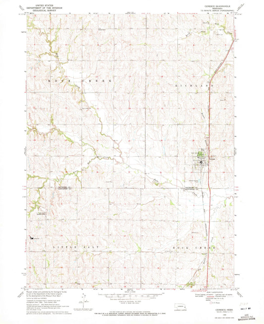 Classic USGS Ceresco Nebraska 7.5'x7.5' Topo Map Image