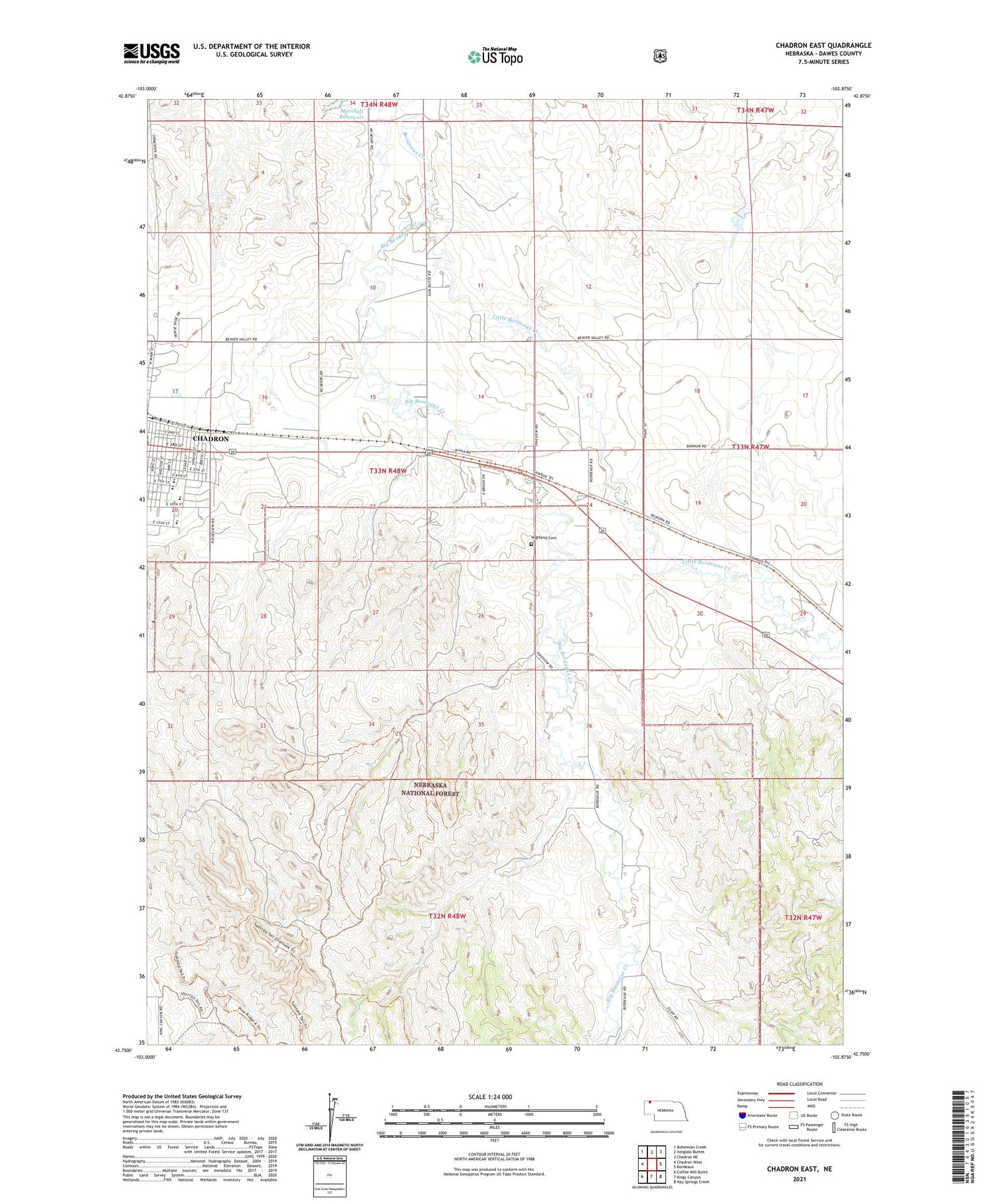 Chadron East Nebraska US Topo Map Image