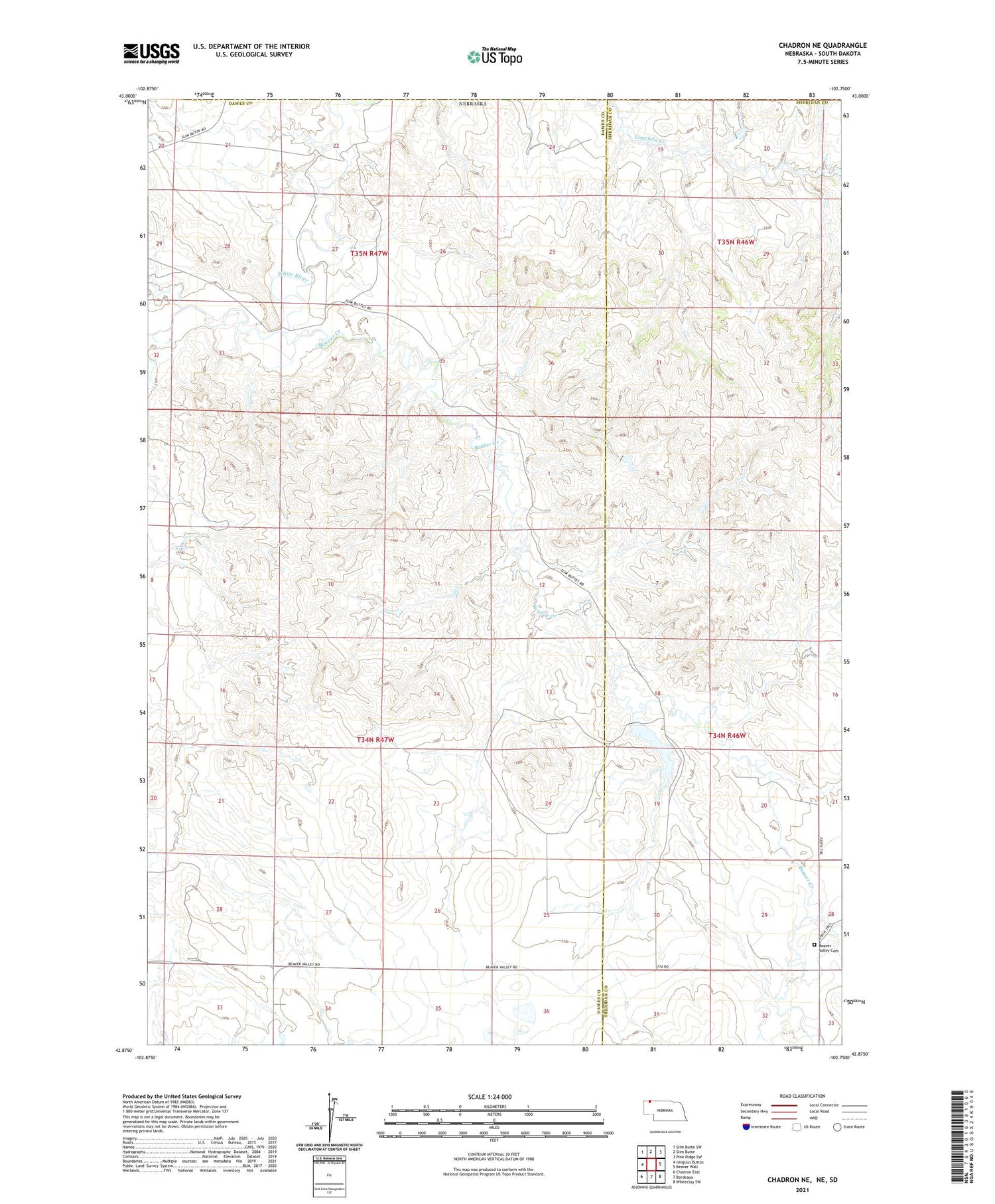 Chadron NE Nebraska US Topo Map Image