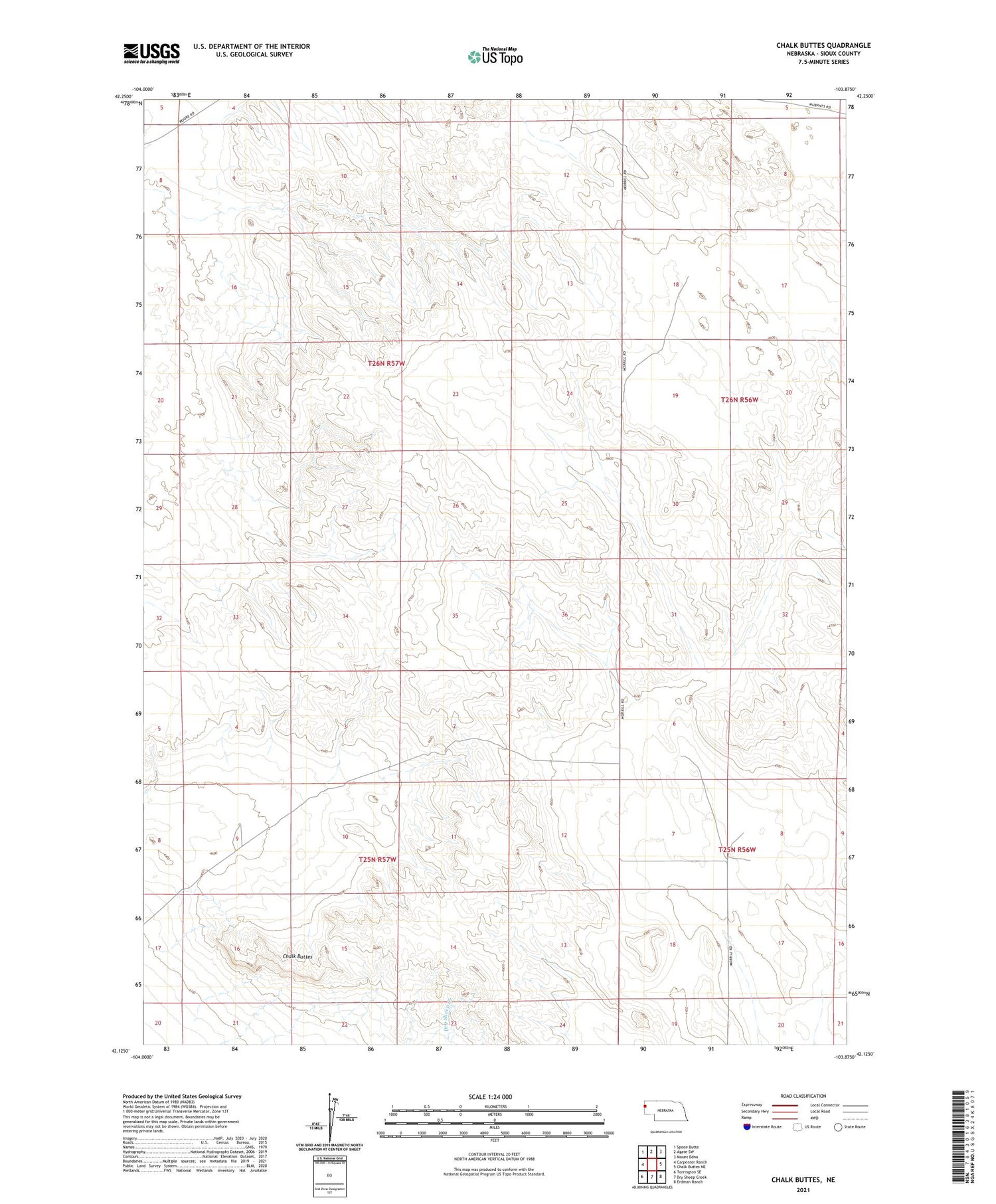 Chalk Buttes Nebraska US Topo Map Image