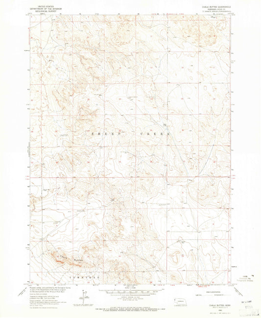 Classic USGS Chalk Buttes Nebraska 7.5'x7.5' Topo Map Image