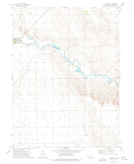 Classic USGS Champion Nebraska 7.5'x7.5' Topo Map Image