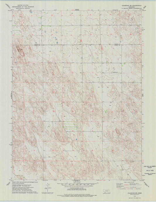 Classic USGS Champion SW Nebraska 7.5'x7.5' Topo Map Image