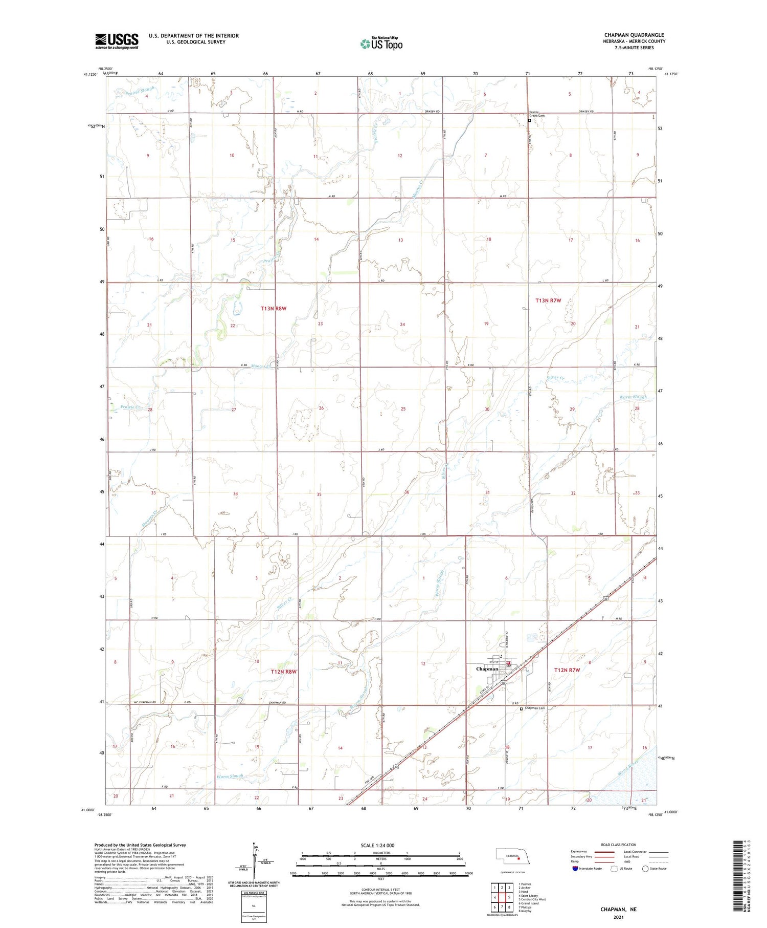 Chapman Nebraska US Topo Map Image
