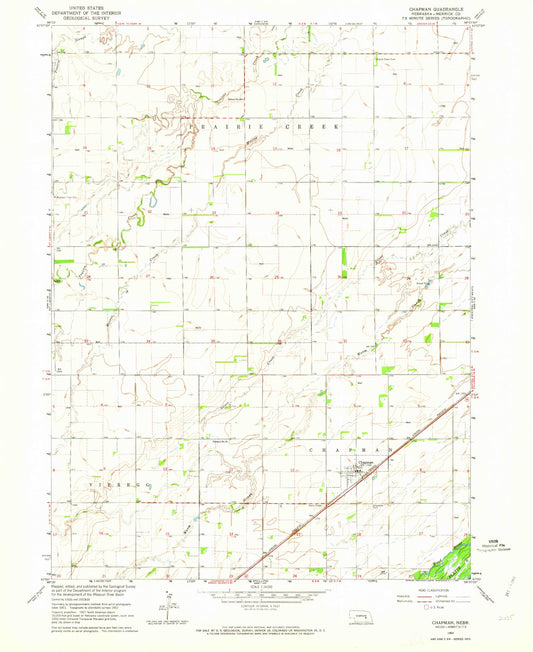 Classic USGS Chapman Nebraska 7.5'x7.5' Topo Map Image