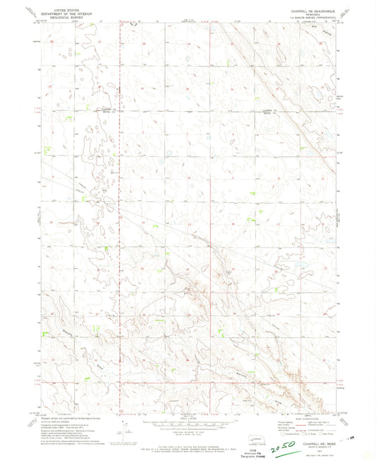 Classic USGS Chappell NE Nebraska 7.5'x7.5' Topo Map Image