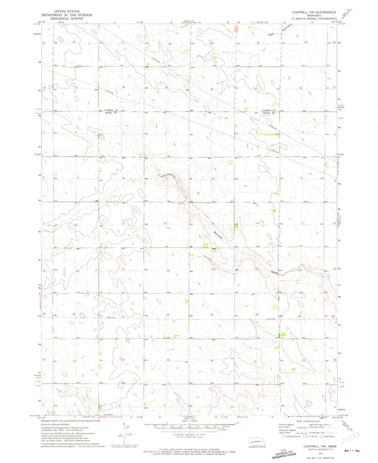 Classic USGS Chappell NW Nebraska 7.5'x7.5' Topo Map Image