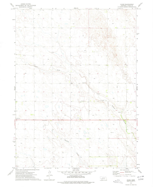 Classic USGS Chase Nebraska 7.5'x7.5' Topo Map Image