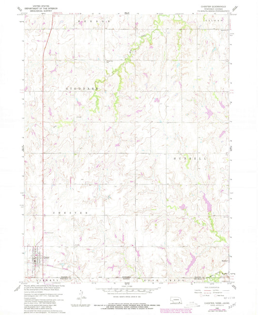 Classic USGS Chester Nebraska 7.5'x7.5' Topo Map Image