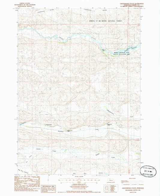 Classic USGS Chesterfield Flats Nebraska 7.5'x7.5' Topo Map Image
