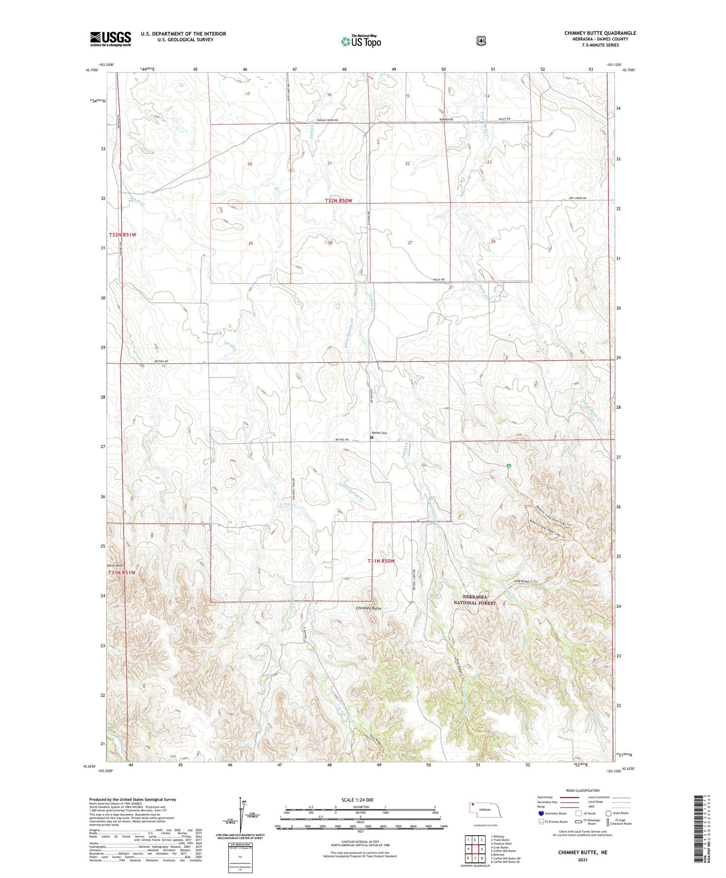 Chimney Butte Nebraska US Topo Map Image