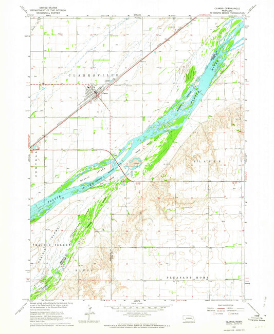 Classic USGS Clarks Nebraska 7.5'x7.5' Topo Map Image