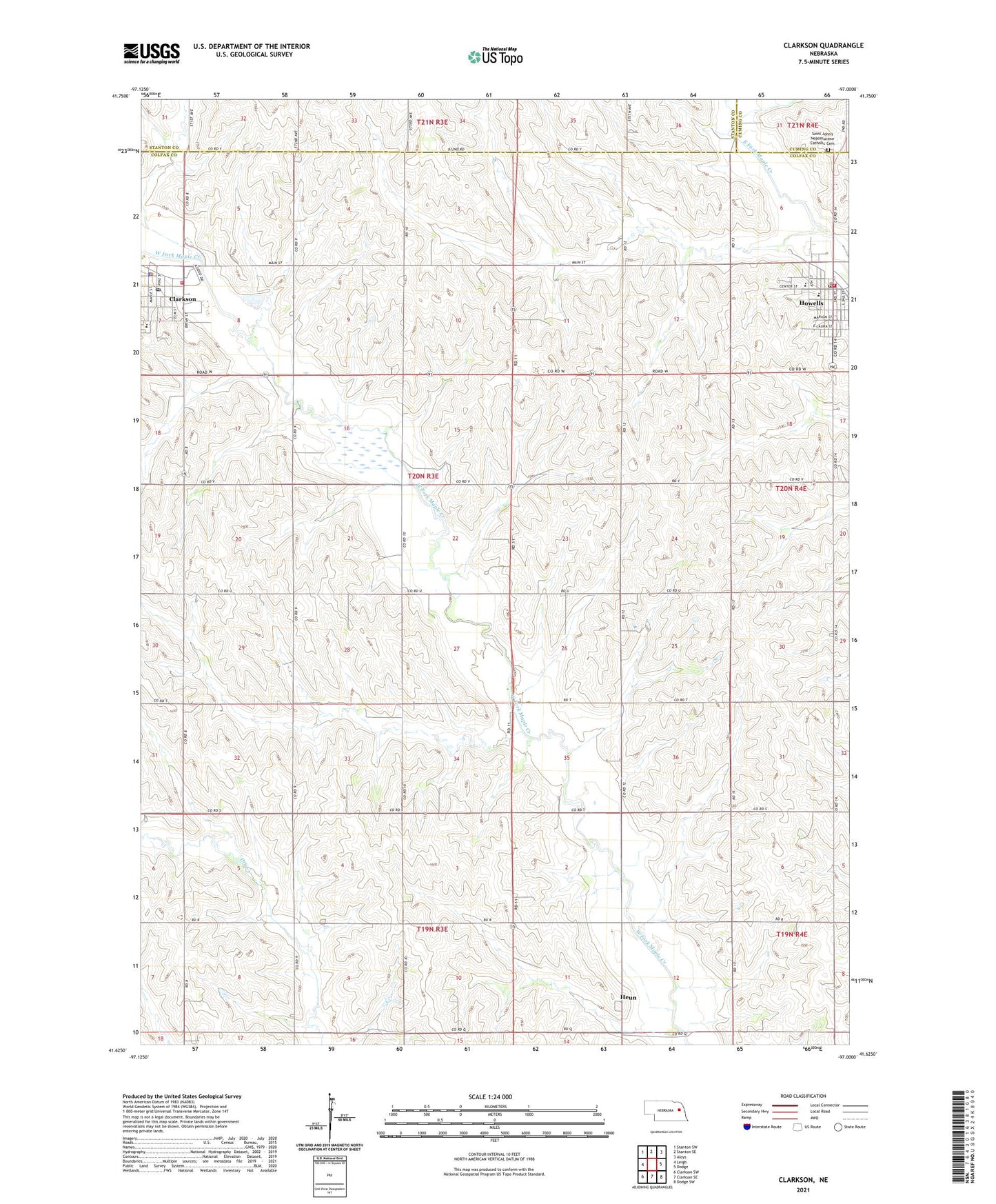 Clarkson Nebraska US Topo Map Image