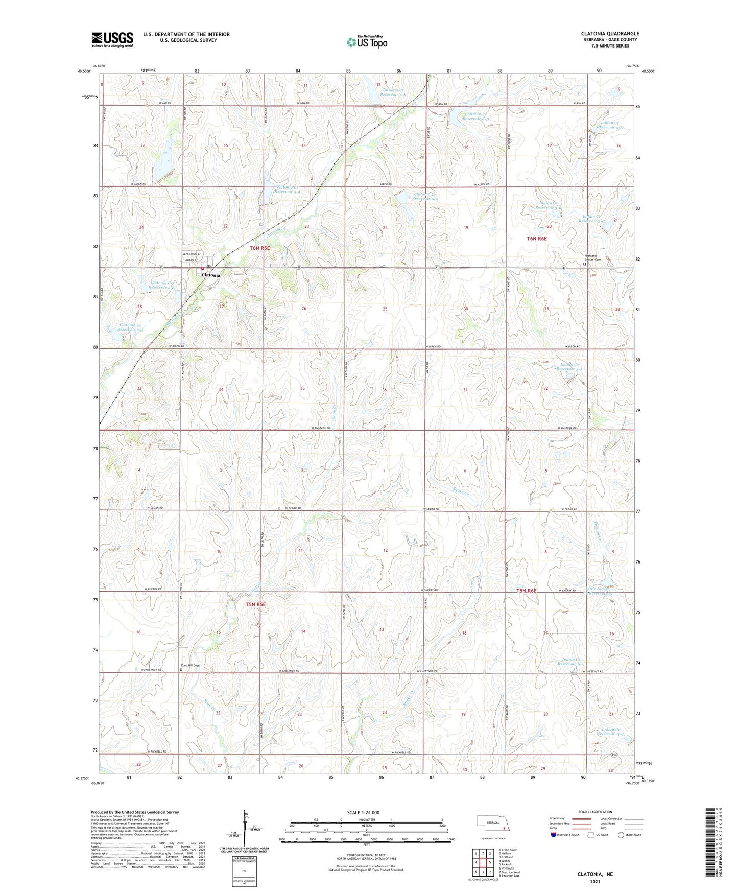 Clatonia Nebraska US Topo Map Image
