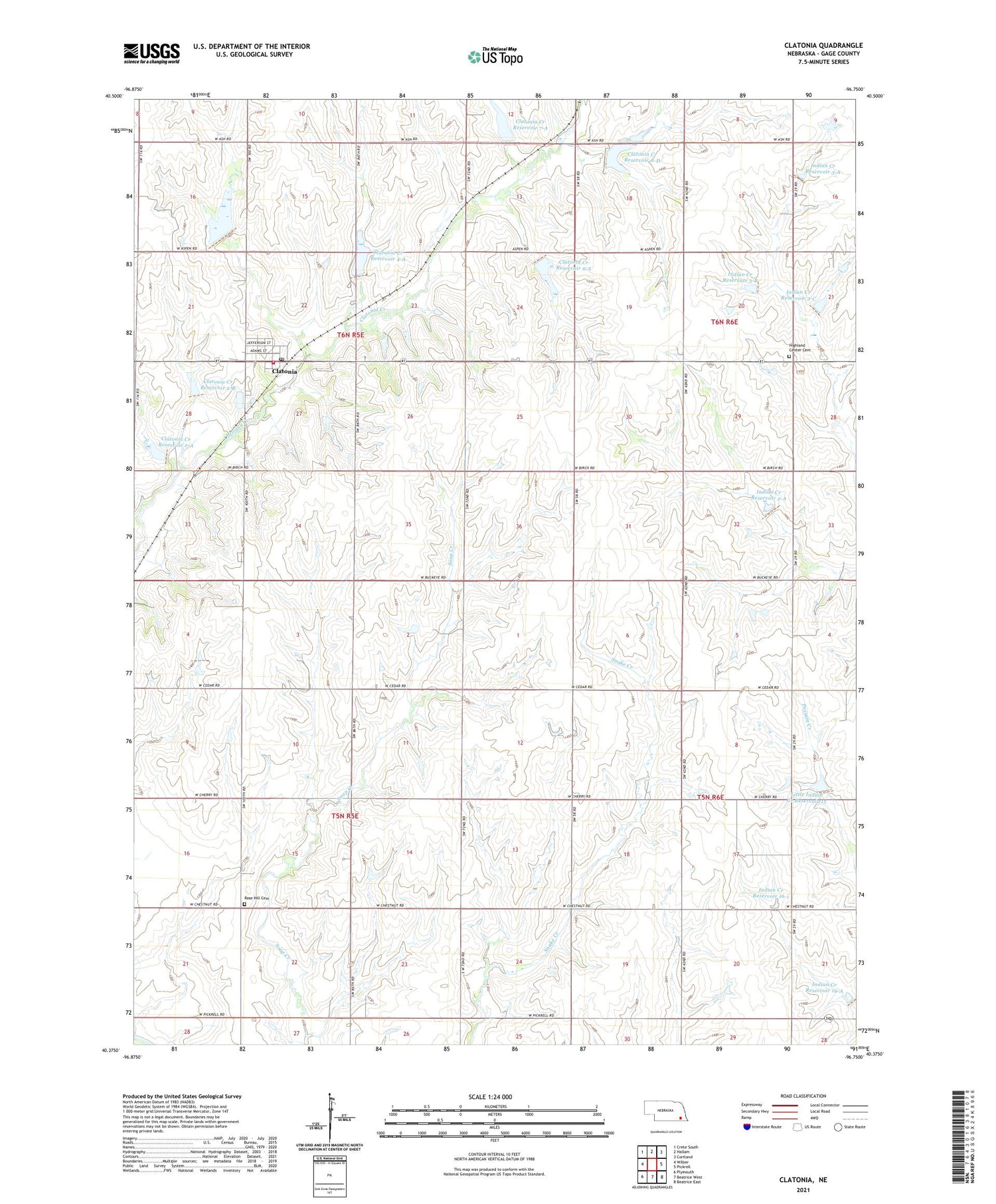 Clatonia Nebraska US Topo Map Image