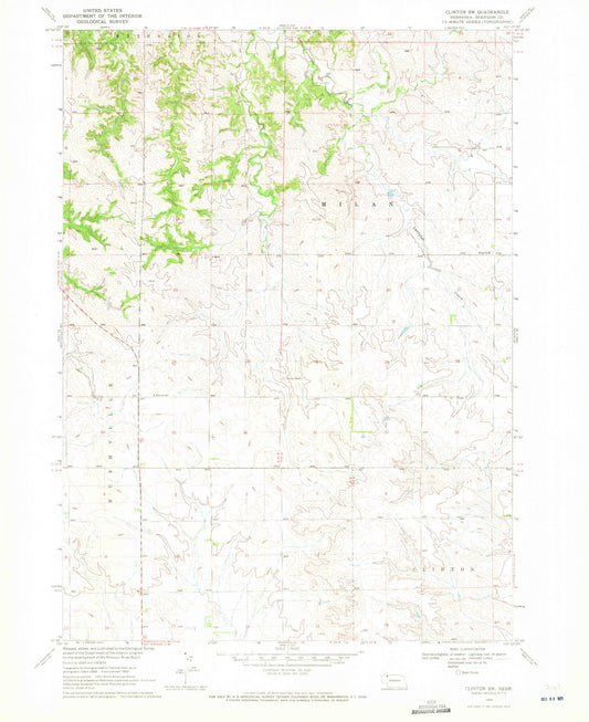 Classic USGS Clinton SW Nebraska 7.5'x7.5' Topo Map Image