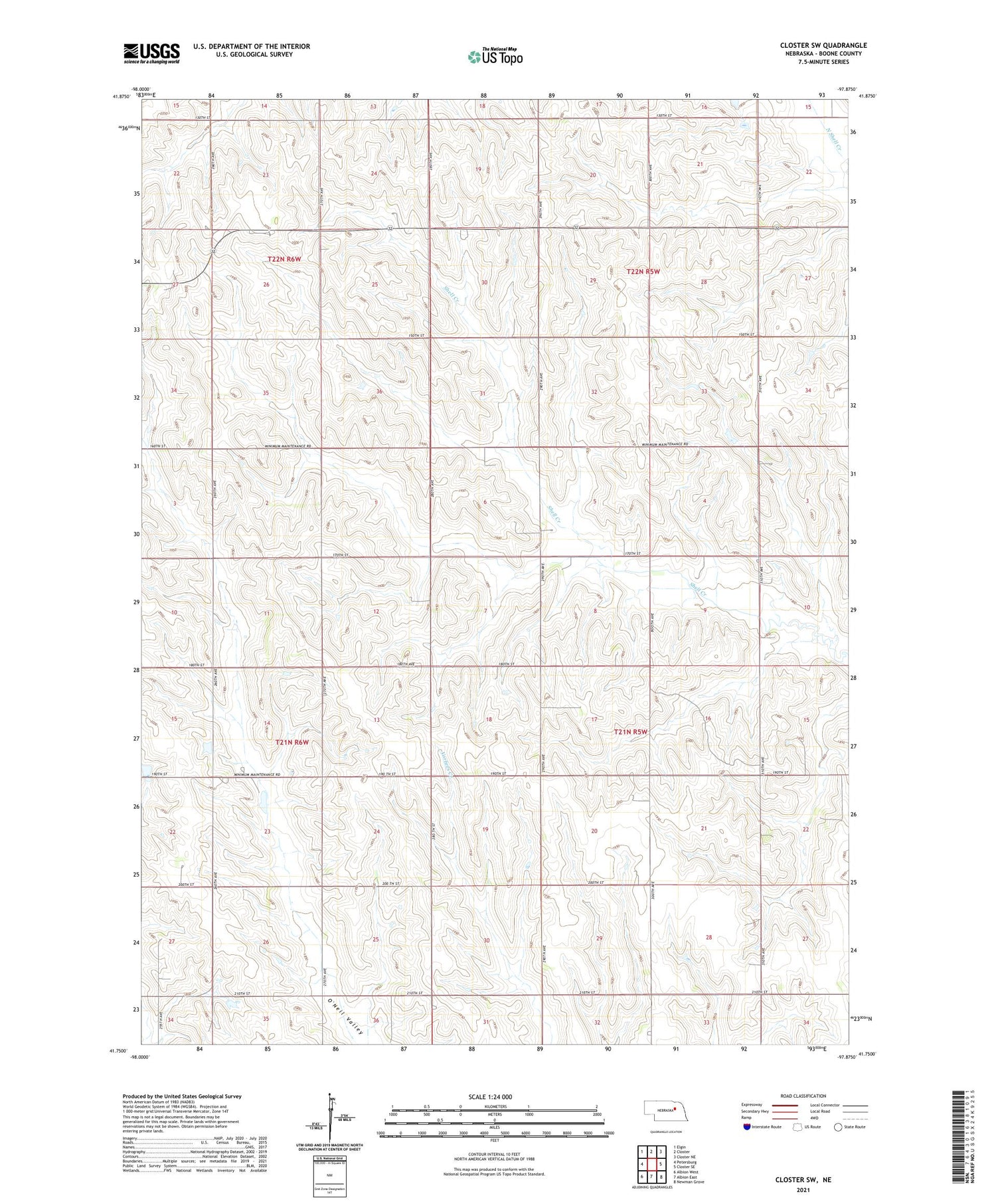 Closter SW Nebraska US Topo Map Image
