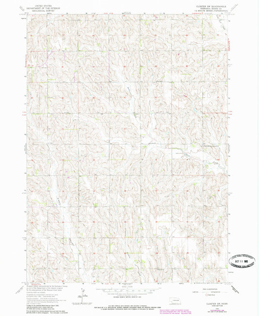 Classic USGS Closter SW Nebraska 7.5'x7.5' Topo Map Image