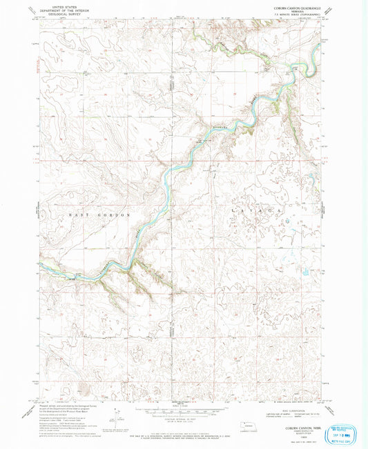 Classic USGS Coburn Canyon Nebraska 7.5'x7.5' Topo Map Image