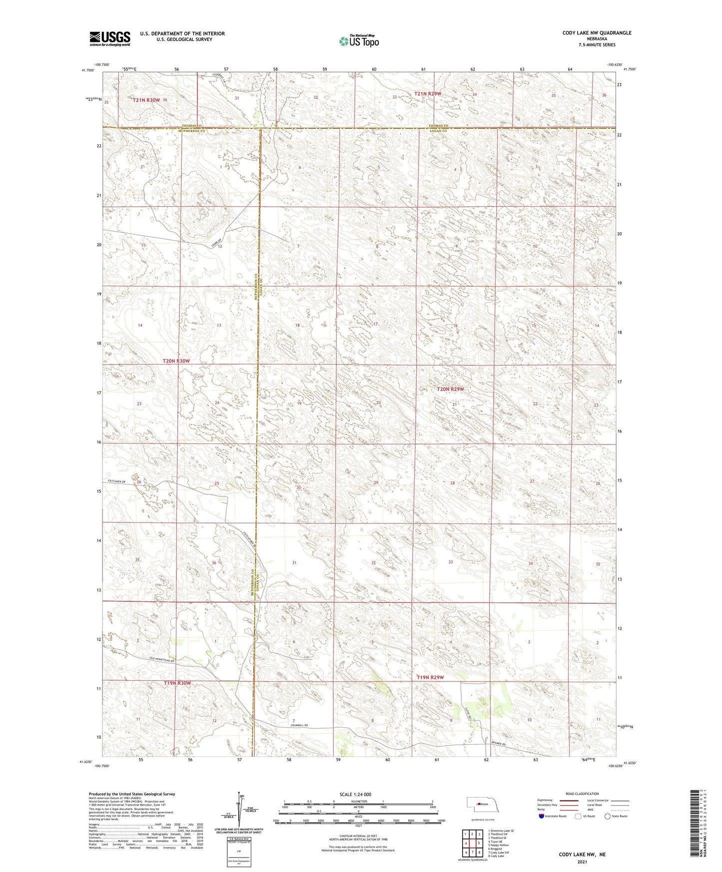 Cody Lake NW Nebraska US Topo Map Image