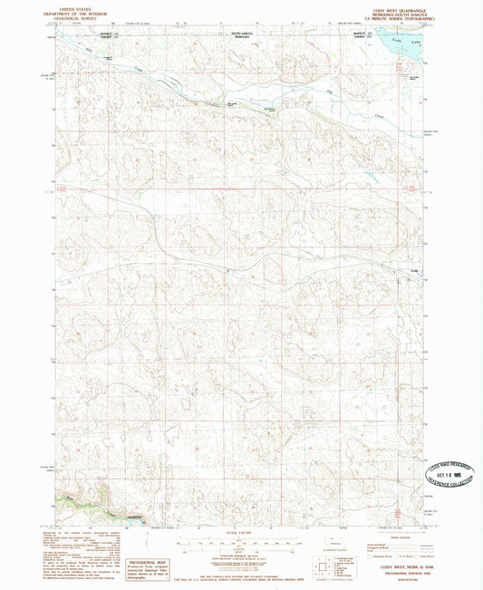 Classic USGS Cody West Nebraska 7.5'x7.5' Topo Map Image