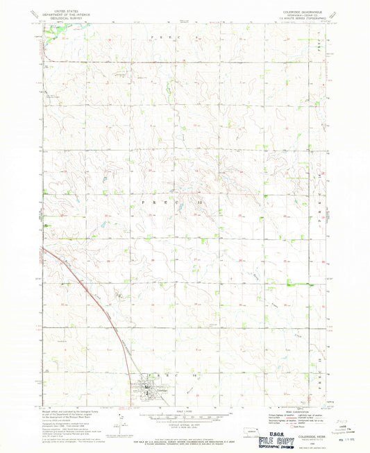Classic USGS Coleridge Nebraska 7.5'x7.5' Topo Map Image