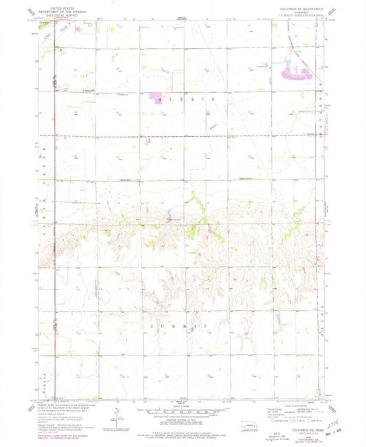 Classic USGS Columbus SE Nebraska 7.5'x7.5' Topo Map Image