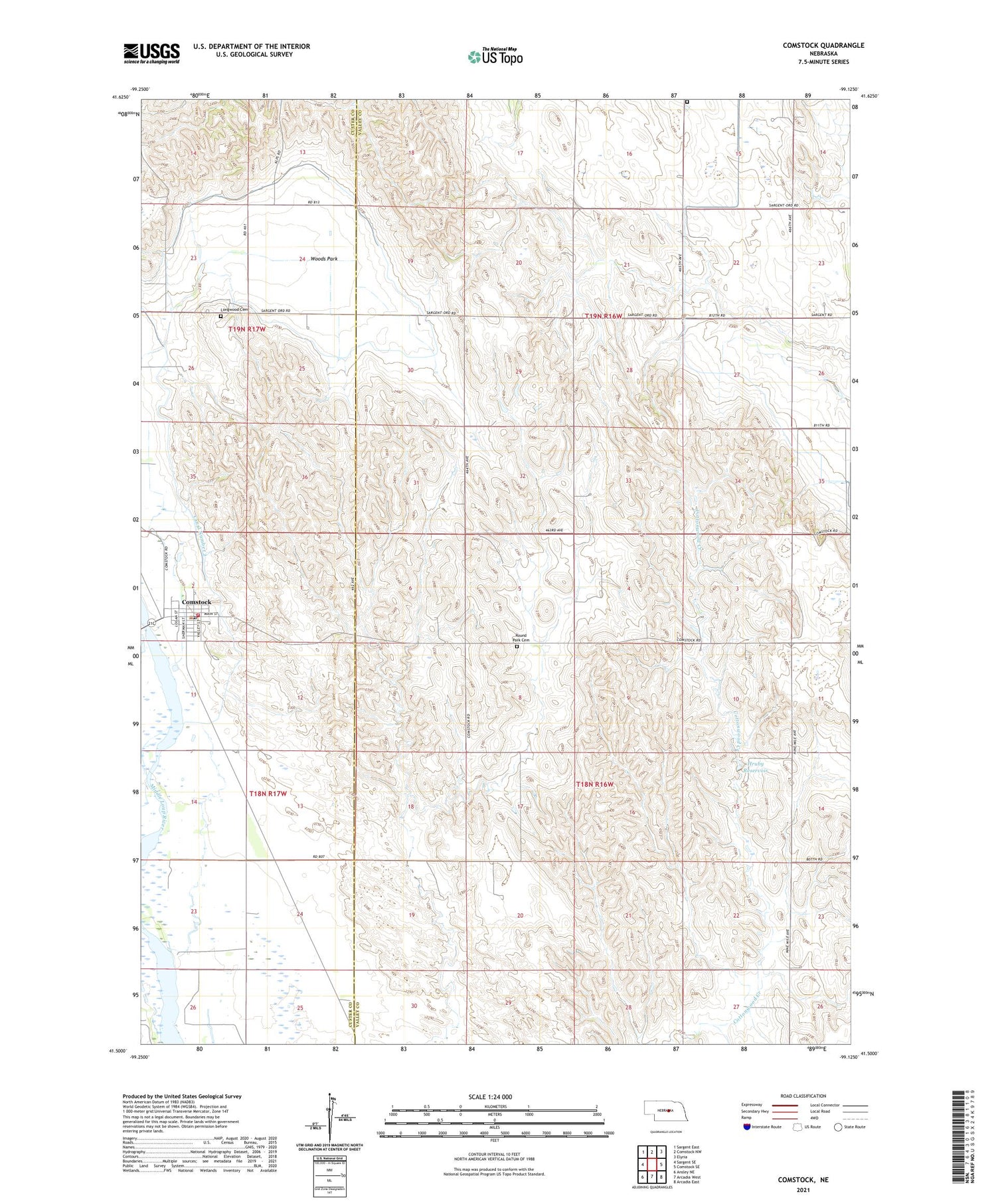 Comstock Nebraska US Topo Map Image