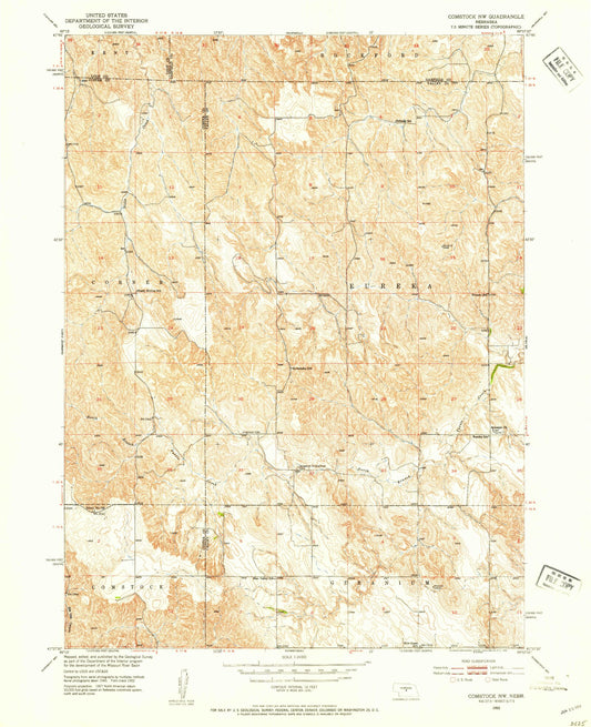 Classic USGS Comstock NW Nebraska 7.5'x7.5' Topo Map Image