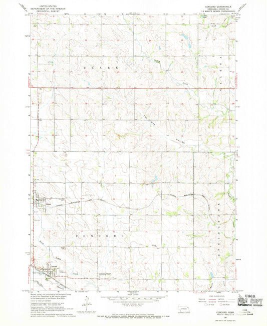 Classic USGS Concord Nebraska 7.5'x7.5' Topo Map Image