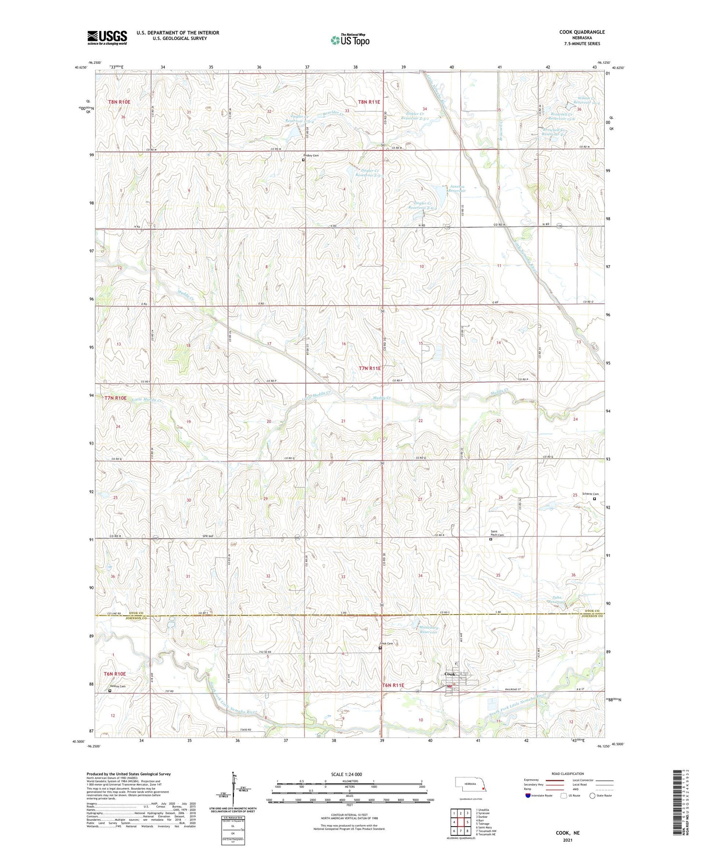 Cook Nebraska US Topo Map Image