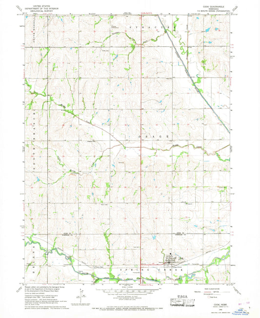 Classic USGS Cook Nebraska 7.5'x7.5' Topo Map Image