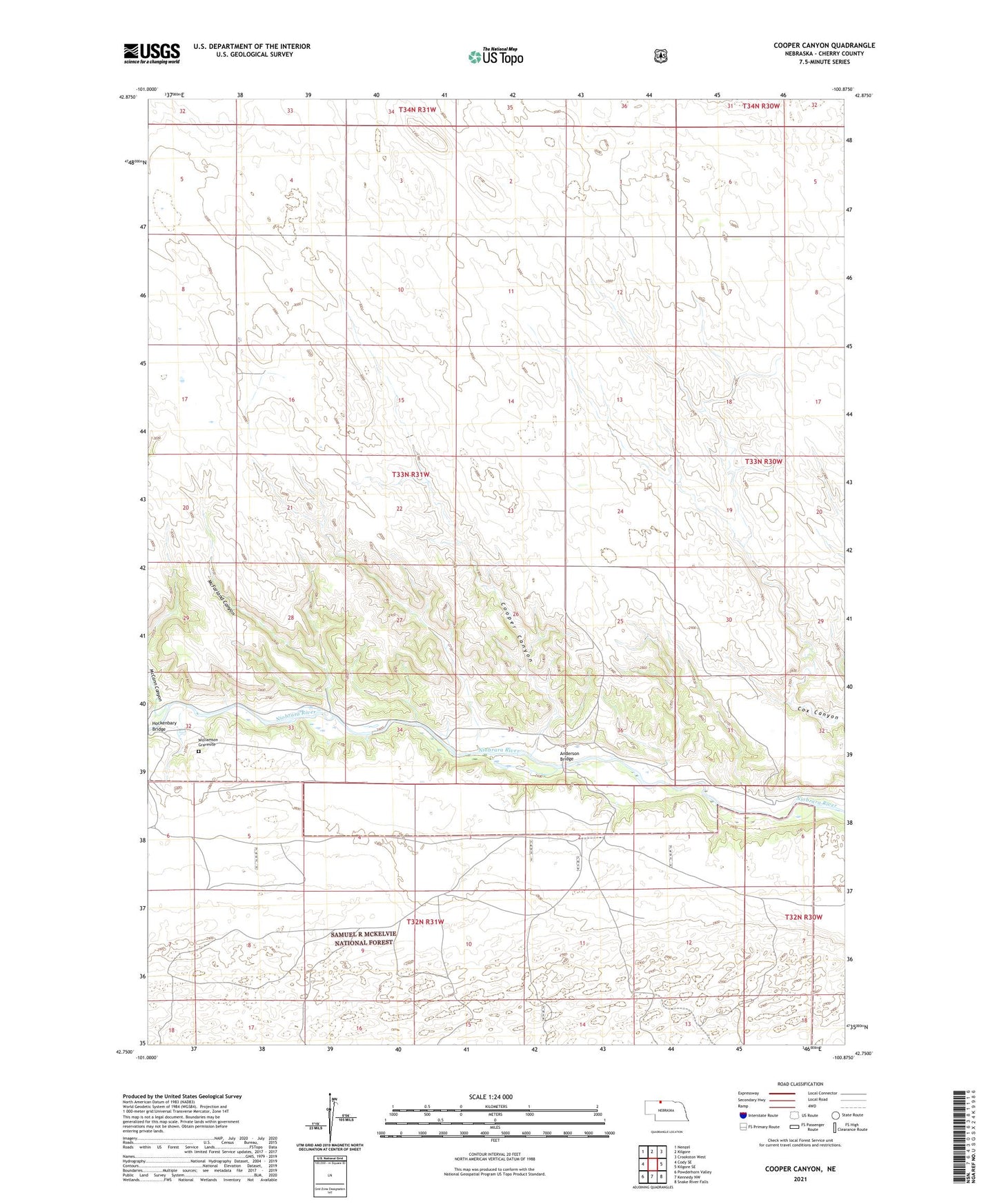 Cooper Canyon Nebraska US Topo Map Image
