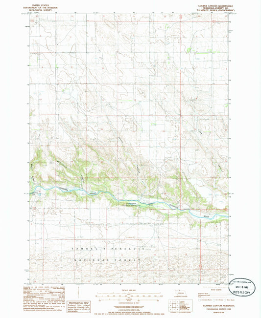 Classic USGS Cooper Canyon Nebraska 7.5'x7.5' Topo Map Image