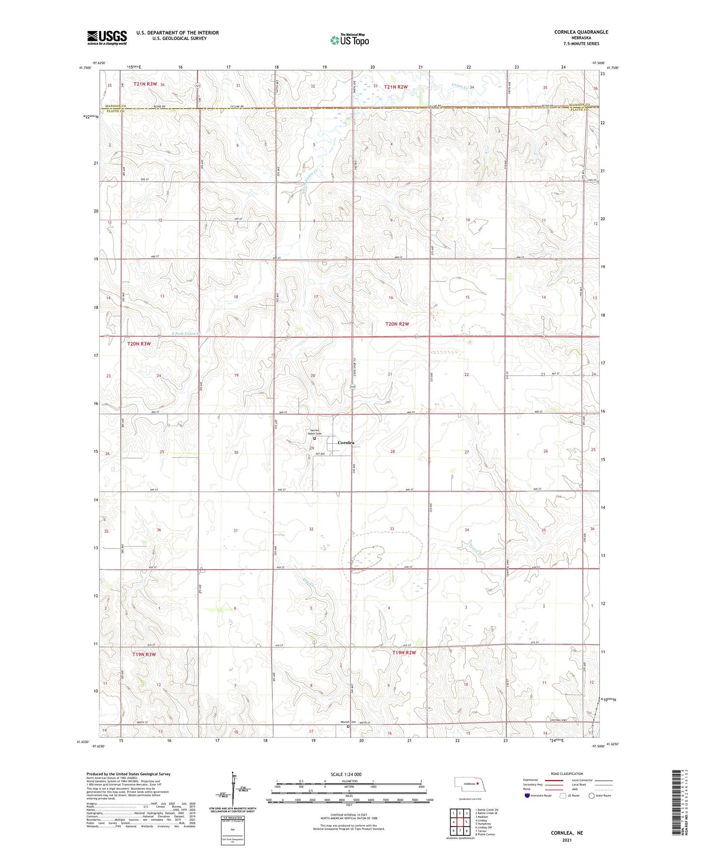 Cornlea Nebraska US Topo Map Image