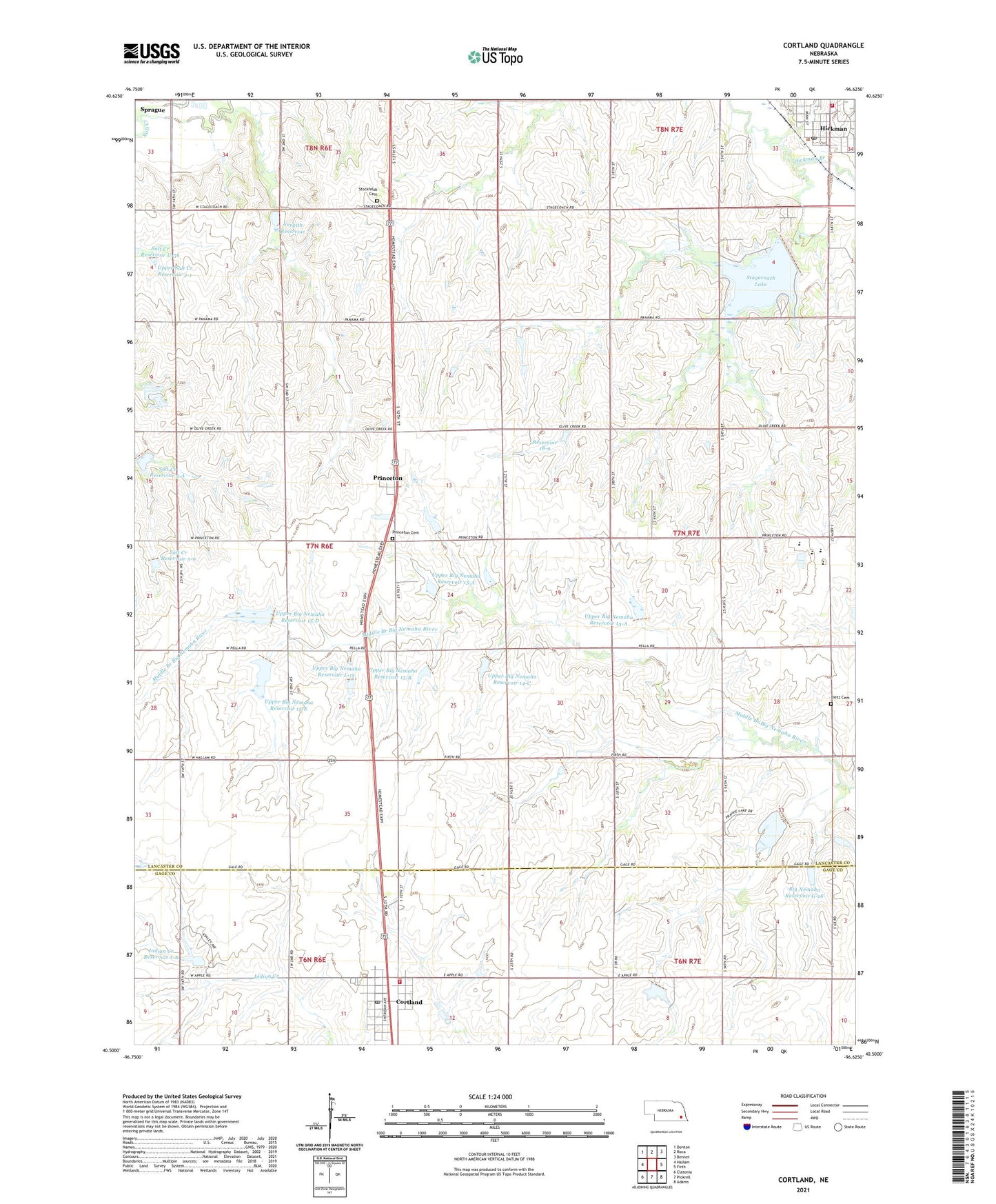 Cortland Nebraska US Topo Map Image