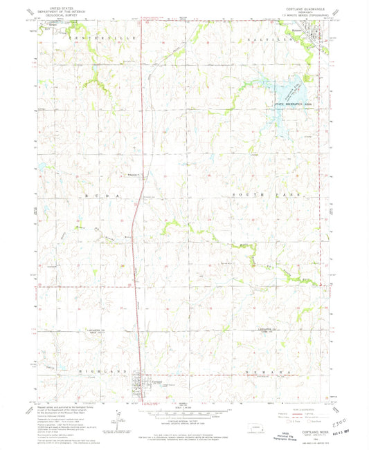 Classic USGS Cortland Nebraska 7.5'x7.5' Topo Map Image
