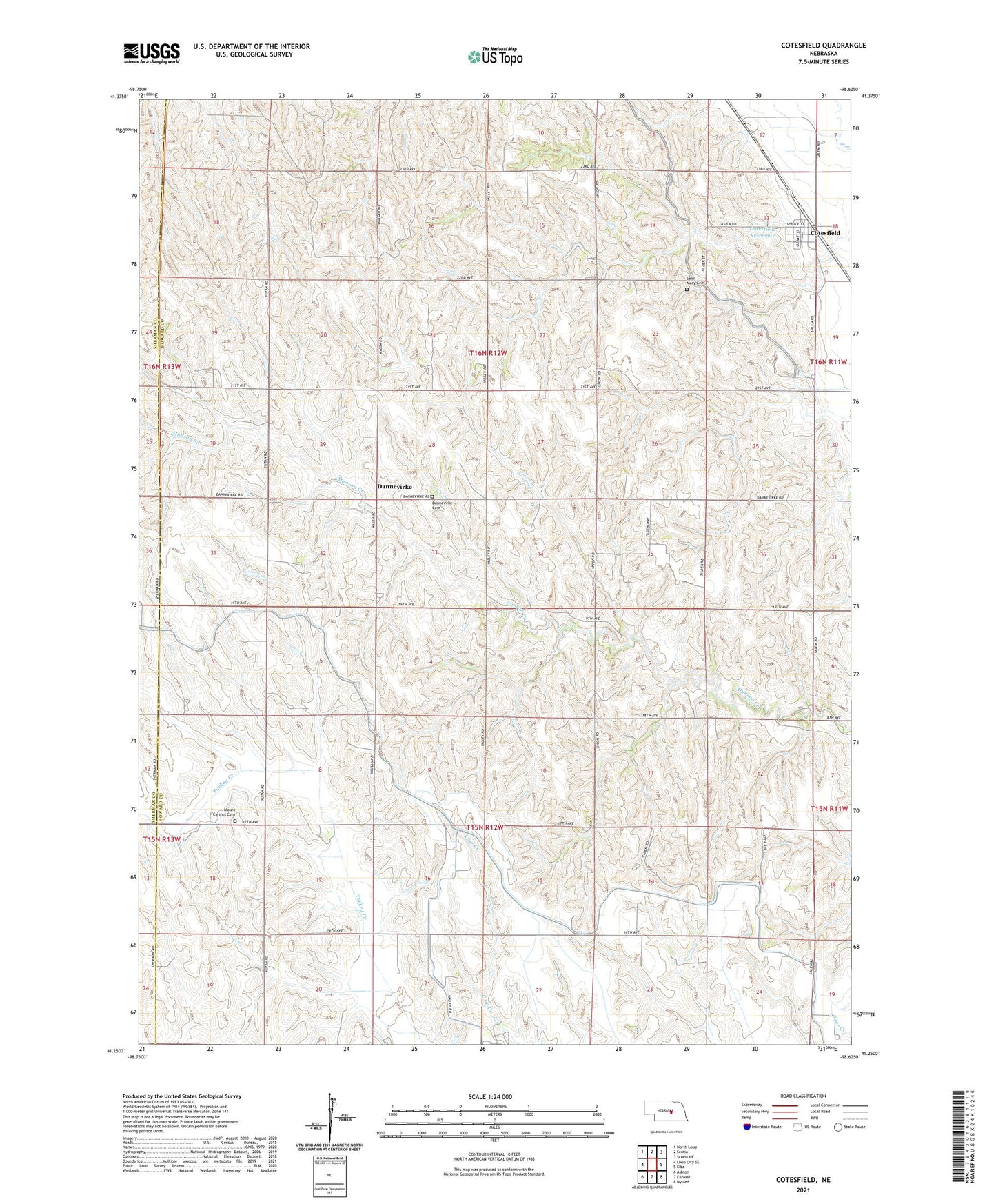 Cotesfield Nebraska US Topo Map Image